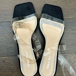 Public Desire Clear Strap Black Heels